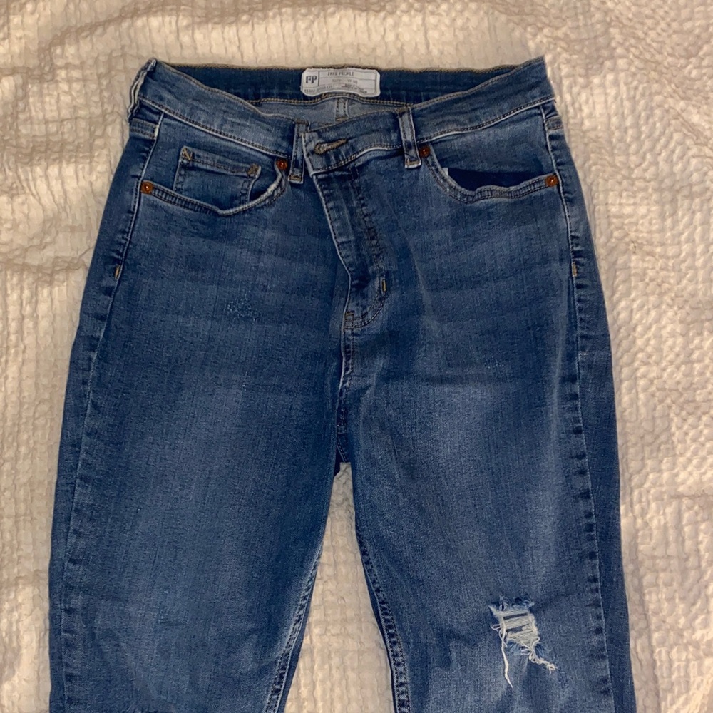 Free People Distressed Blue Skinny Jeans